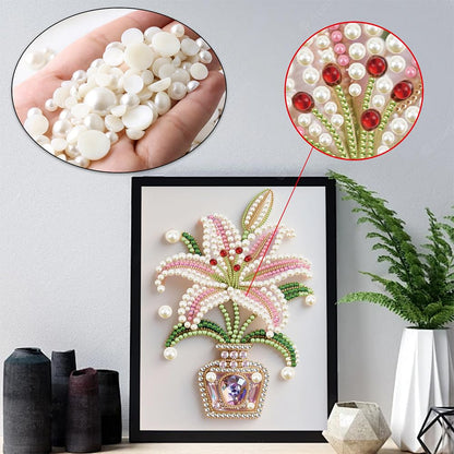 Kulvci Flower DIY 5D Pearl Painting Kit, Diamond Painting Kit for Adults Beginner, Bead Art Kits All-Pearl Dot Painting for Wall Decor, Creative Stress Relief Gift Home Decor,12 × 16 inch