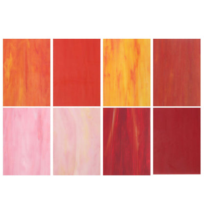 MECCANIXITY 8 Sheets Stained Glass Sheets,4 x 6 Inch Variety Mosaic Glass Tiles for DIY Projects Home Crafts Decoration,Red Series