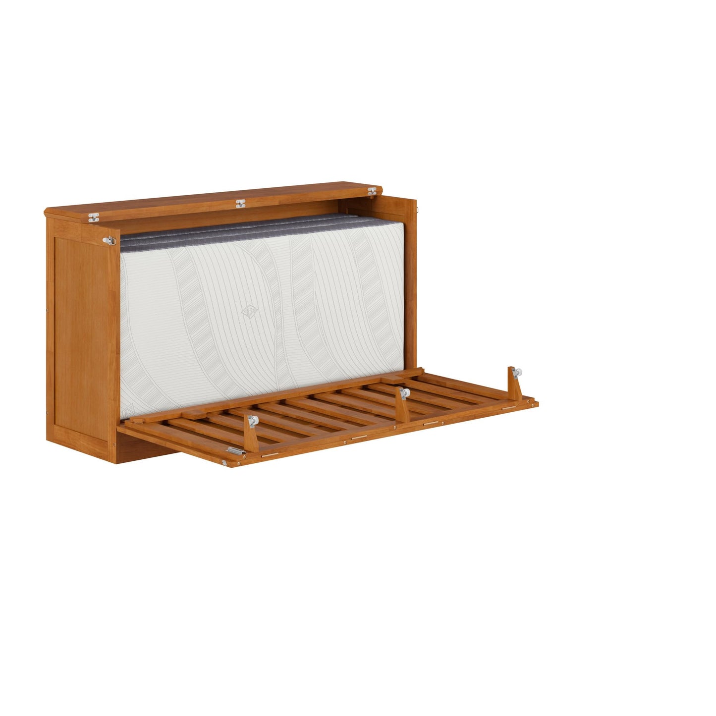 AFI, Charleston Queen Wood Murphy Bed Chest with 6" Mattress, Light Toffee