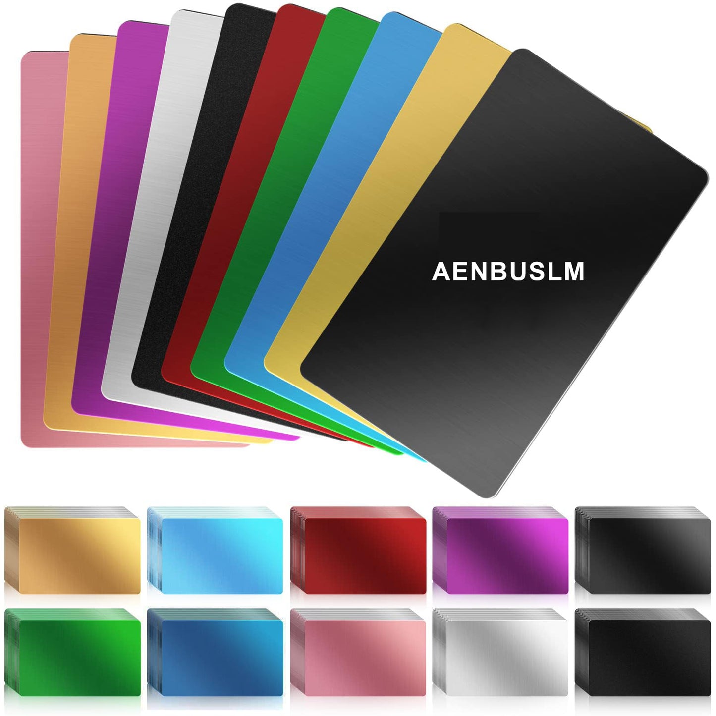 AENBUSLM Laser Engraving Blanks, 200pcs Black Aluminum Alloy Sheets for CNC Engraving, Laser Crafting, Multipurpose Metal Business Cards. DIY Gift Cards, 85 x 55x 0.2mm Thickness (Colorful-200pcs)