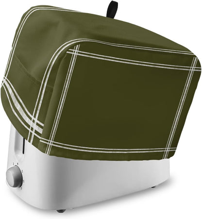 Toaster Cover, Solid Color Dark Olive Green 2 Slice, Soft Washable Dust-proof Cover with Pockets for Small Appliance