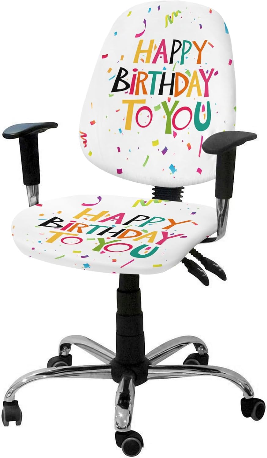 Office Chair Cover - Happy Birthday to You Decoration, Stretch Elastic Universal Cover for Desk Task Chair (1pcs)