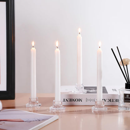 ZQXJWF Clear Glass Taper Candle Holders Set, Round Base Design, Elegant Dining Table Decor, for Table Centerpiece Wedding Party Advent Christmas Home Decorations(24, Clear)