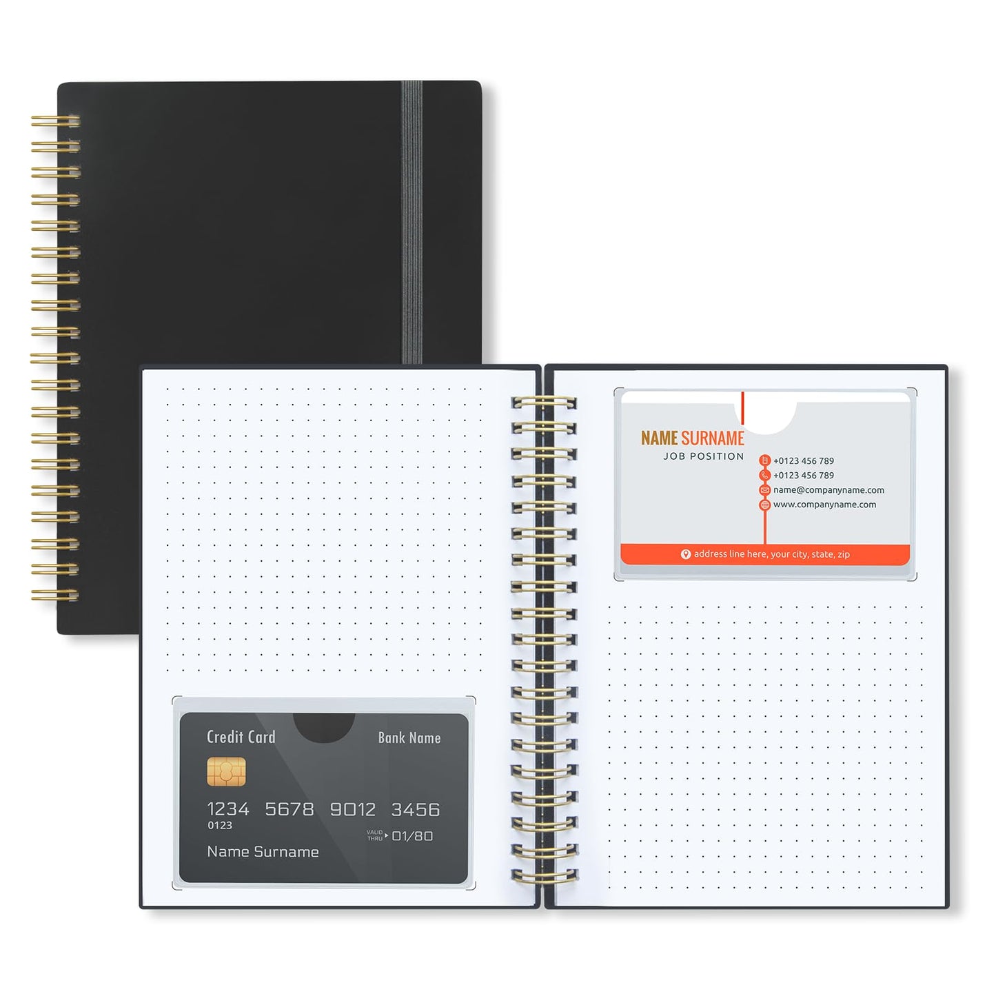 OneSky Business Card Organizer, Credit Card Organizer, Large Notes Area for You to Record any Information about the Card, Suitable for Business/Credit/Gift Cards,etc.Capacity: 64 Cards (BLACK)
