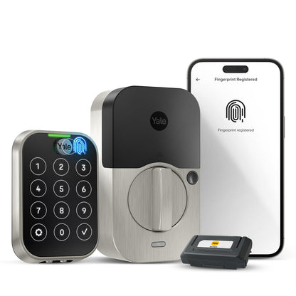 Yale Assure Lock 2 Touch Deadbolt, Black Suede Key-Free Smart Entry Door Lock with Wi-Fi Connected Touchscreen Keypad and Fingerprint Scanner for Code Entry and Remote Access, YRD450-F-WF1-BSP