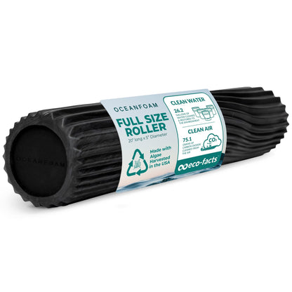 Oceanfoam Tidal Roller - Black Marbled - Muscle Massage Foam Roller for Back Pain & Stretching - Firm and Ergonomic Wide Wave Textured - Yoga, Athletics, & Wellness - Full Size, 20" x 5"