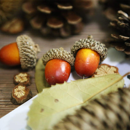 Apol Total 120 Pcs Artificial Acorns and Natural Pinecones Ornament Set for Home House Christmas Decoration Photo Props