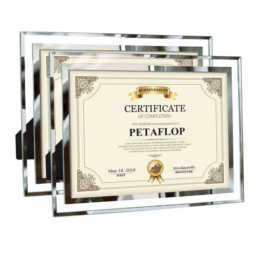 PETAFLOP 8.5x11 Picture Frames Glass 8.5 x 11 Frame Tabletop Display, 2 Pack clear