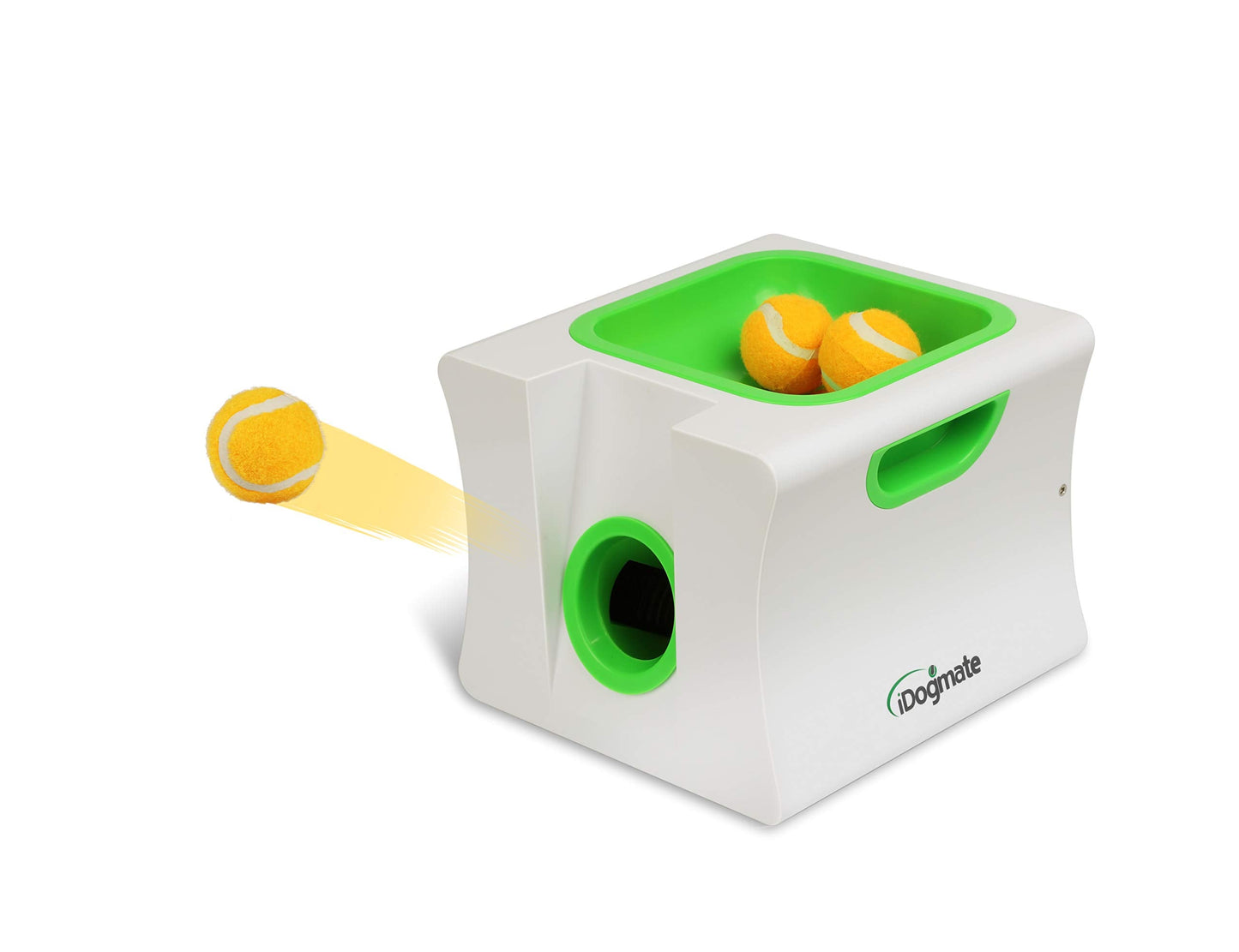 IDOGMATE Small Interactive Ball Launcher with Rechargeable, Automatic Dog Ball Thrower for Mini Dog (Small Machine with 3 Balls)