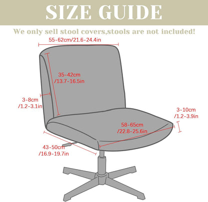 Armless Chair(1PC,Dark Criss Cross Chair Cover Water Resistant Jacquard Vanity Chair Cover Elastic Mid Back Wide Seat