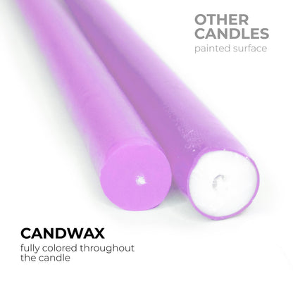 CANDWAX 8 inch Taper Lilac Candles Set of 12 - Unscented Smokeless Dripless Tall Candlesticks - Perfect for Special Occasions, Ordinary Dinners, for Mother's Day - Lavender Candle Sticks