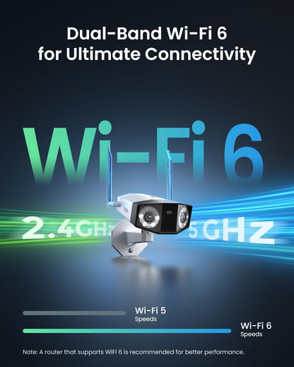 REOLINK 16MP WiFi Security Camera Outdoor, 180° Ultra-Wide Angle, Duo 3 WiFi, 2.4/5GHz Wi-Fi 6, Smart Detection, Color Night Vision, Two-Way Talk, IP67, Up to 512GB Storage, Plug-in Power (12V/2A)
