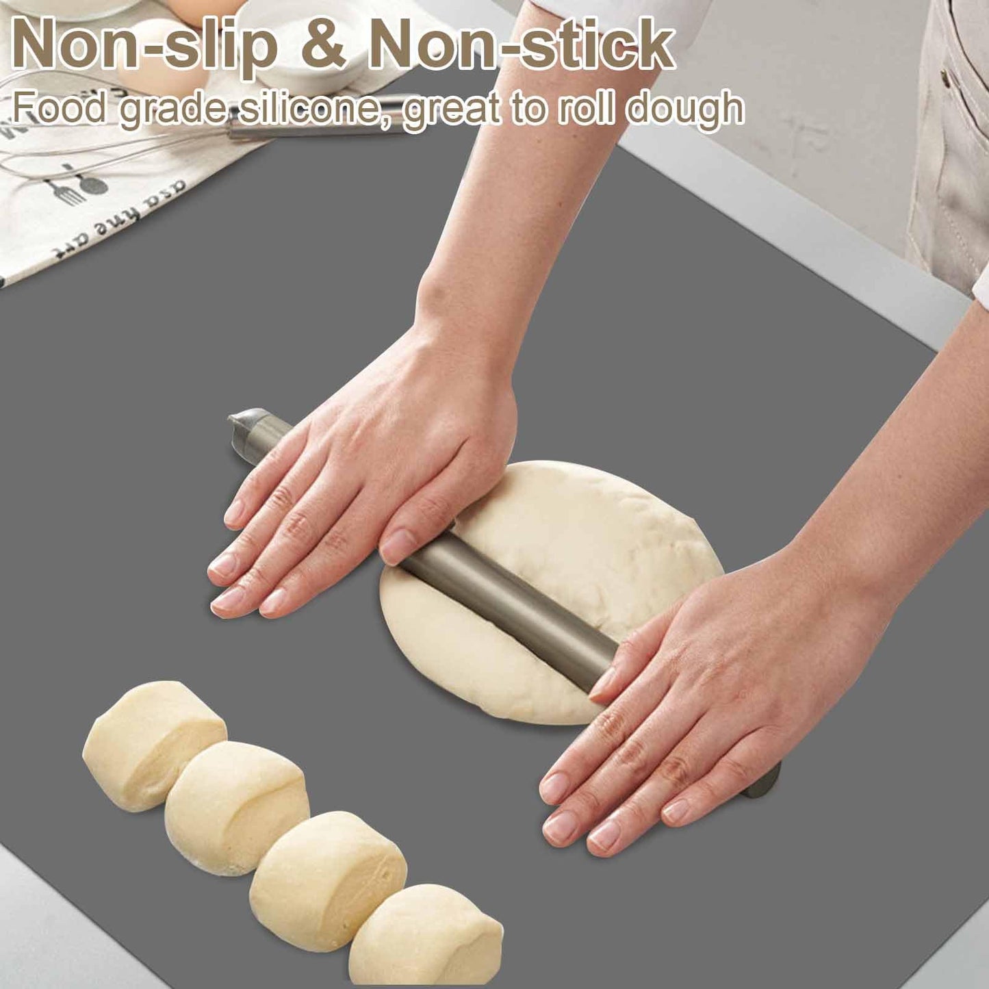 120"x24"(305cmx60cm) Large Silicone Kitchen Counter Mat, Heat Resistant Non-Slip Countertop Protector, Waterproof Multipurpose Mat for Kitchen Island, Dark Gray