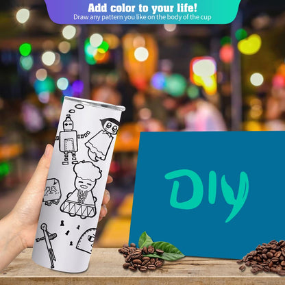 16 Pack Sublimation Tumblers Straight Skinny Tumbler Blanks Bulk 20oz for Heat Transfer, Individual Gift Boxed, Double Wall Insulated Tumbler with Shrink Wrap & Straws