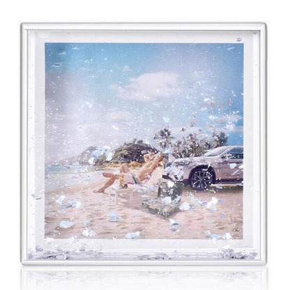 Kingho 4x4 Glitter Picture Frame Cute Liquid Acrylic Photo Frames for Family Friends Couples Gifts, Mount for 4x4 inch (10x10 cm) Picture