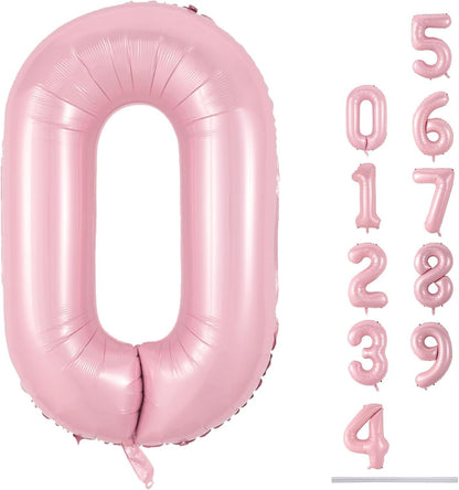 Skiennix 40" Pastel Pink Number 0 Balloon - Large Foil Birthday Decoration for Girls & Women
