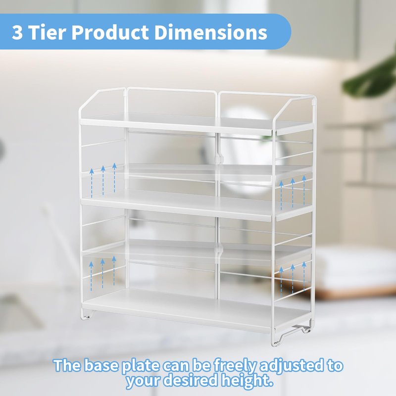 MAYZOLOP Bathroom Counter Organizer, Makeup Organizer Countertop, Countertop Storage Shelf for Bathroom Storage, Vanity, Large Skincare, Perfume, White 3 Tier