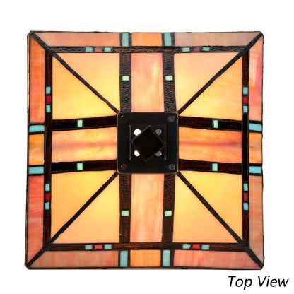 Bieye S10798 Tiffany-Style Stained Glass Mission Lampshade - 10-Inch Wide - Iridescent Elegance