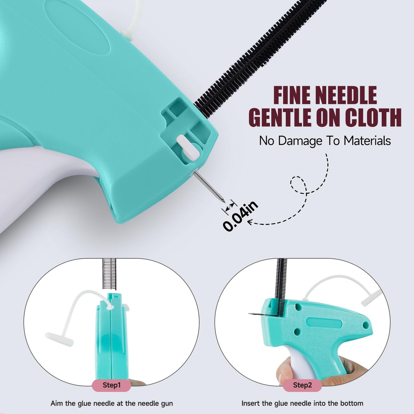 Aqua and White Mini Tagging Stitch Gun for Clothing- Tagging Gun Clothes Stapler Sewing Hemming Tool Stitching Gun with 6 Needles and 2000 Blackand 2000 White Fasteners