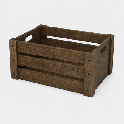 Wooden Crates for Display, 3 Pack Large Rustic Handmade Wood Crate for Storage, Wooden Basket with Handles, Nesting Crates Boxes for Container and Decor Living Room Outdoor Christmas (Extra Large)