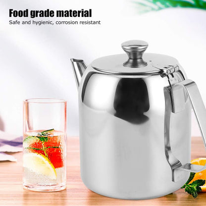 Coffee Pot Teapot Stainless Steel Tea Kettle, Short Spout Pour Over for Home Kitchen, Hotel, Restaurant (32oz)