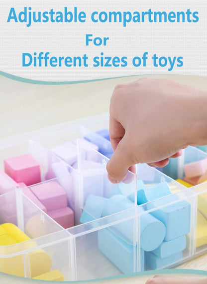 Sooyee 6 Layers Stackable Storage Container Clear 60 Adjustable Compartments, Compatible with Small Toys Arts and Crafts Piping Tips Hardware Storage Organizer