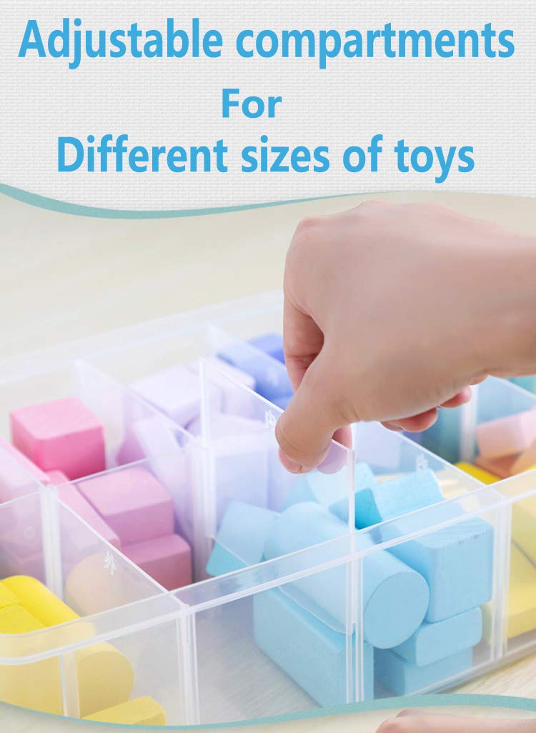 Sooyee 5 Layers Stackable Storage Container Clear 50 Adjustable Compartments,Compatible with Small Toys Arts and Crafts Piping Tips Hardware Storage Organizer