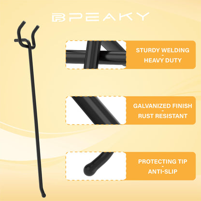 BFPeaky Heavy Duty Pegboard Hooks 10 Inch - 50 pcs Peg Board Hooks for Hanging, Black Metal Pegboard Organizer Accessories Garage, Workshop, Home, and Store