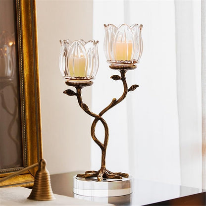 Candlestick Holders Creative Home Brass Crystal Glass Candle Holder Foyer Decoration Aromatherapy Candle Stand Candle Holders