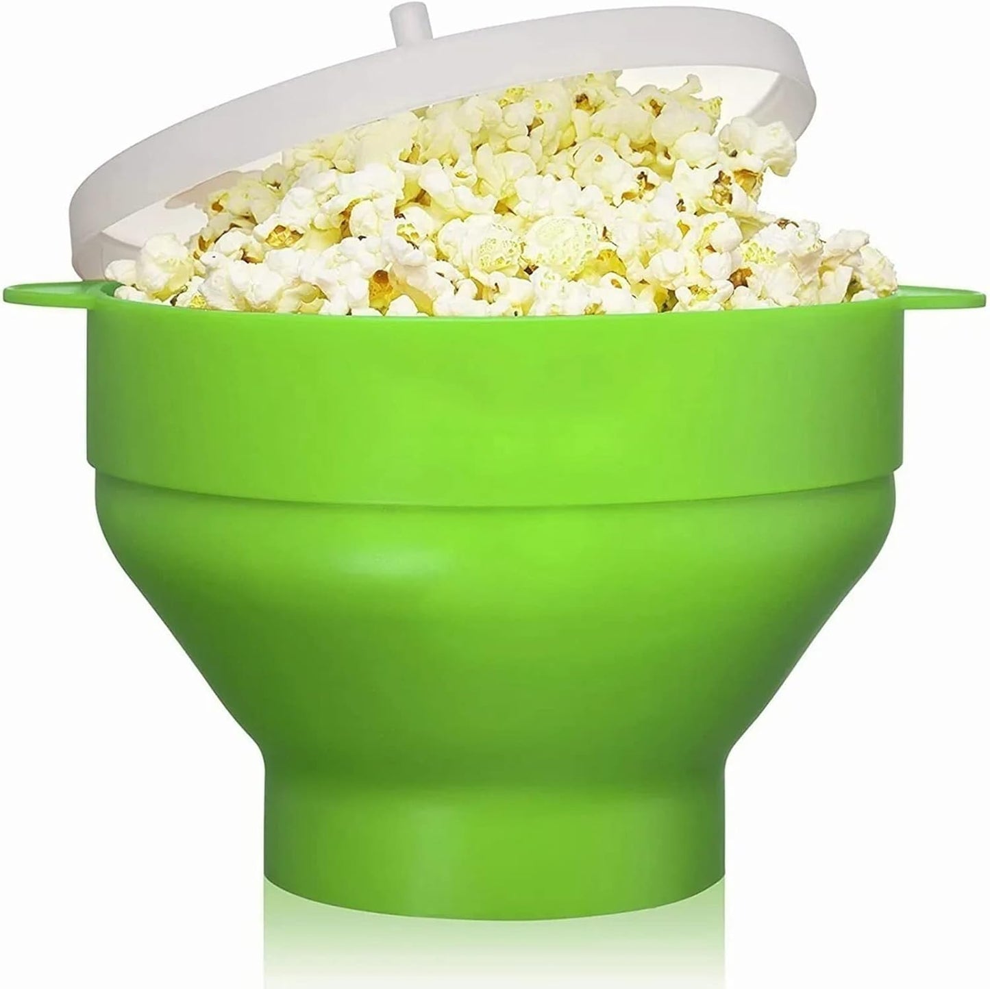 Collapsible Silicone Popcorn Popper Bowl with Lid, Microwave Hot Air Popcorn Maker, Silicone Collapsible Bowl