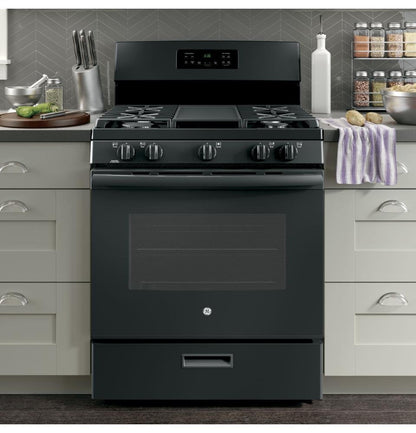 GE JGBS66DEKBB 30" Black Gas Sealed Burner Range