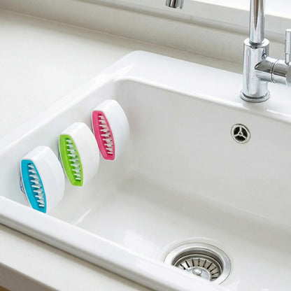 Baluue Knife Cleaner Brush with Suction Cup - 3-Pack Detachable Double-Sided Utensil Scrubber for Kitchen, Blade Cleaning Tool for Silverware Forks and Chopsticks, Non-Slip Blade Scrubber Set