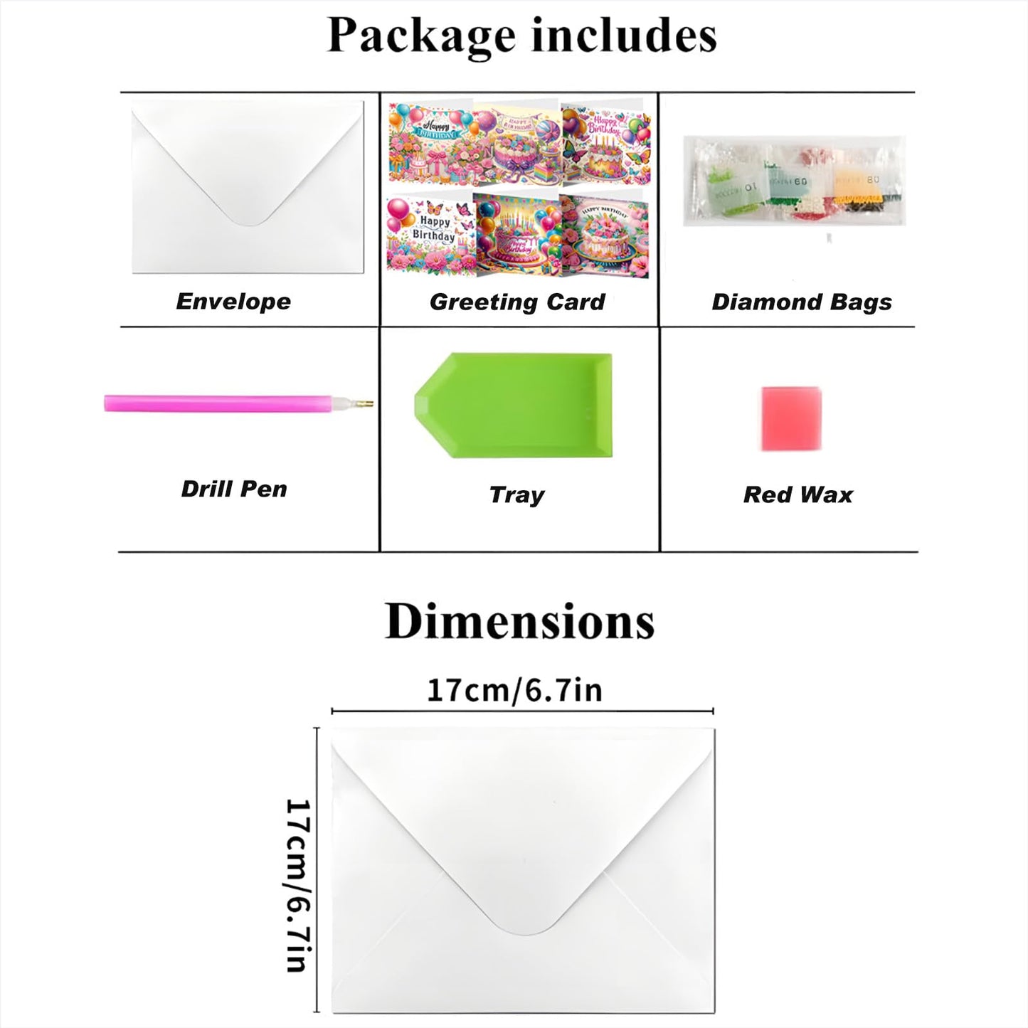 ACSAUMMY DIY Happy Birthday Diamond Art Painting Cards, 6 Pack Cake Gem Art Greeting Cards with Envelopes, 5D Diamond Dots Kits Birthday Cards Making Kits for Adults Family Friends Birthday Gifts
