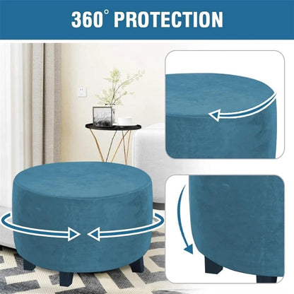XJHKG M(24-29in)) Ottoman Slipcovers Velvet Round Sofa Stretch Bedroom Furniture Footstool Protect Covers (Color :