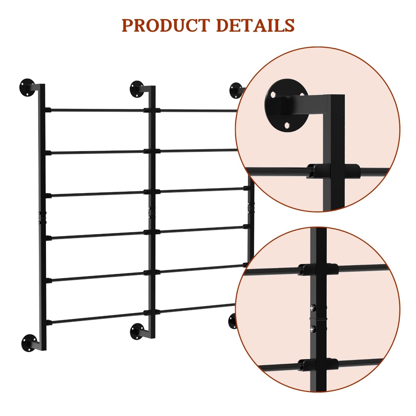 Double 6-Tier Ribbon Storage Organizer, Large Capacity Wall Mount Ribbon Organizer with 12 Removable Rods, Gift Bag Yarn Storage Holder for Craft Room, Flower Shop, DIY Supplies,Wrapping Paper - Metal
