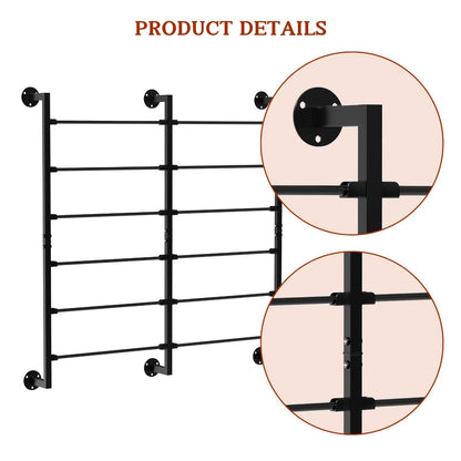 Double 6-Tier Ribbon Storage Organizer, Large Capacity Wall Mount Ribbon Organizer with 12 Removable Rods, Gift Bag Yarn Storage Holder for Craft Room, Flower Shop, DIY Supplies,Wrapping Paper - Metal