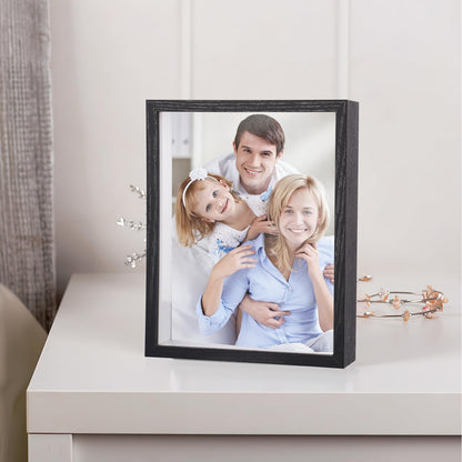Shadow Box Frame 8x10 - 3 Pack Wood Deep Shadowbox with Glass Shadow Boxes Display Cases Suitable for Photos, Dried Flowers, Handicrafts Picture Frames for Wall (Black)