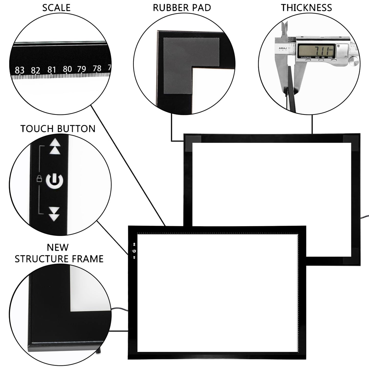HSK A1 LED Artist tracing Light Box Copy Table, Adjustable High Brightness Light Pad for Tatto Drawing, Sketching, Animation,Diamond Painting Accessories