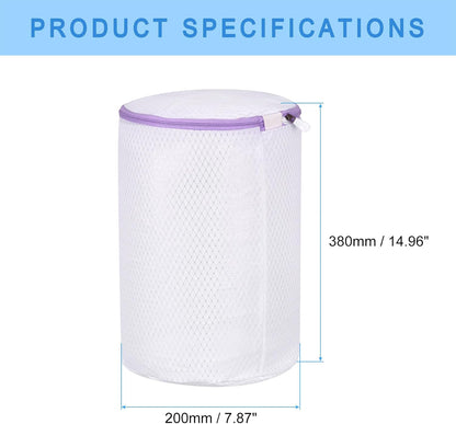 uxcell Shoes Washing Bag, 7.9 x 15 Inch Cylinder Mesh Laundry Bags for Sneakers and Delicates