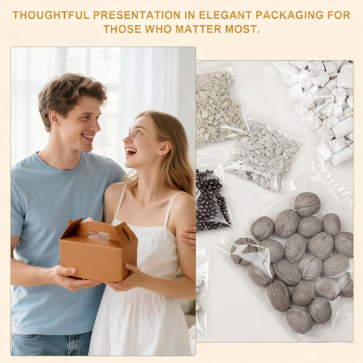 Grevo Brown Cardstock Gable Box with Handle, 12Pcs, 9.45"x5"x5" Durable & Sturdy Treat Boxes for Wedding, Baby Shower, Kids Birthday, Party Favor, Holidays Gifts