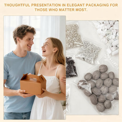 Grevo Brown Cardstock Gable Box with Handle, 12Pcs, 9.45"x5"x5" Durable & Sturdy Treat Boxes for Wedding, Baby Shower, Kids Birthday, Party Favor, Holidays Gifts