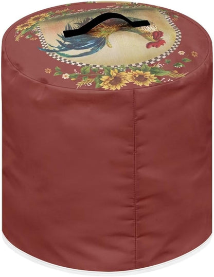 Sunflower Rooster Kitchen Pressure Cooker Protector, Lightweight Dust Cover for Small Appliances with Handles & Pockets