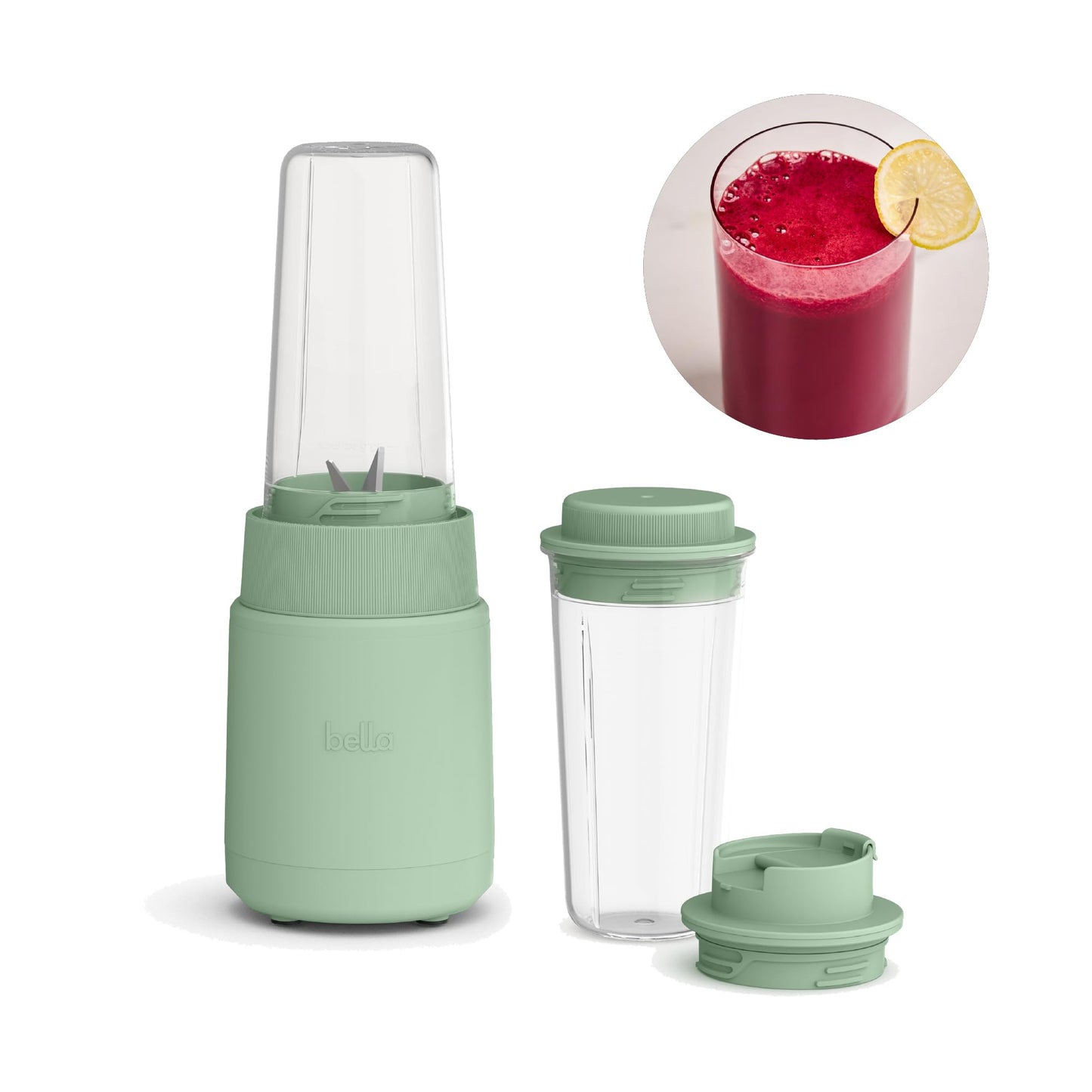 bella 6 Pcs Portable Rocket Blender, Juicer & Smoothie Maker, Press & Twist Design, EverGood™ & BPA Free Dishwasher Safe Parts, 4 Tip Stainless Steel Blade, Cord Wrap, 240 Watt Motor, Oatmilk