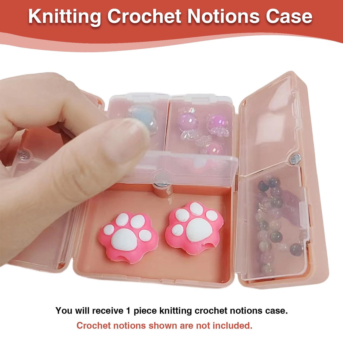 Knitting Crochet Notions Case Foldable Magnetic Storage Organizer with 7 Compartments Portable Notion Organizer for Crochet Hooks Stitch Markers Knitting Accessories and Small Craft Supplies