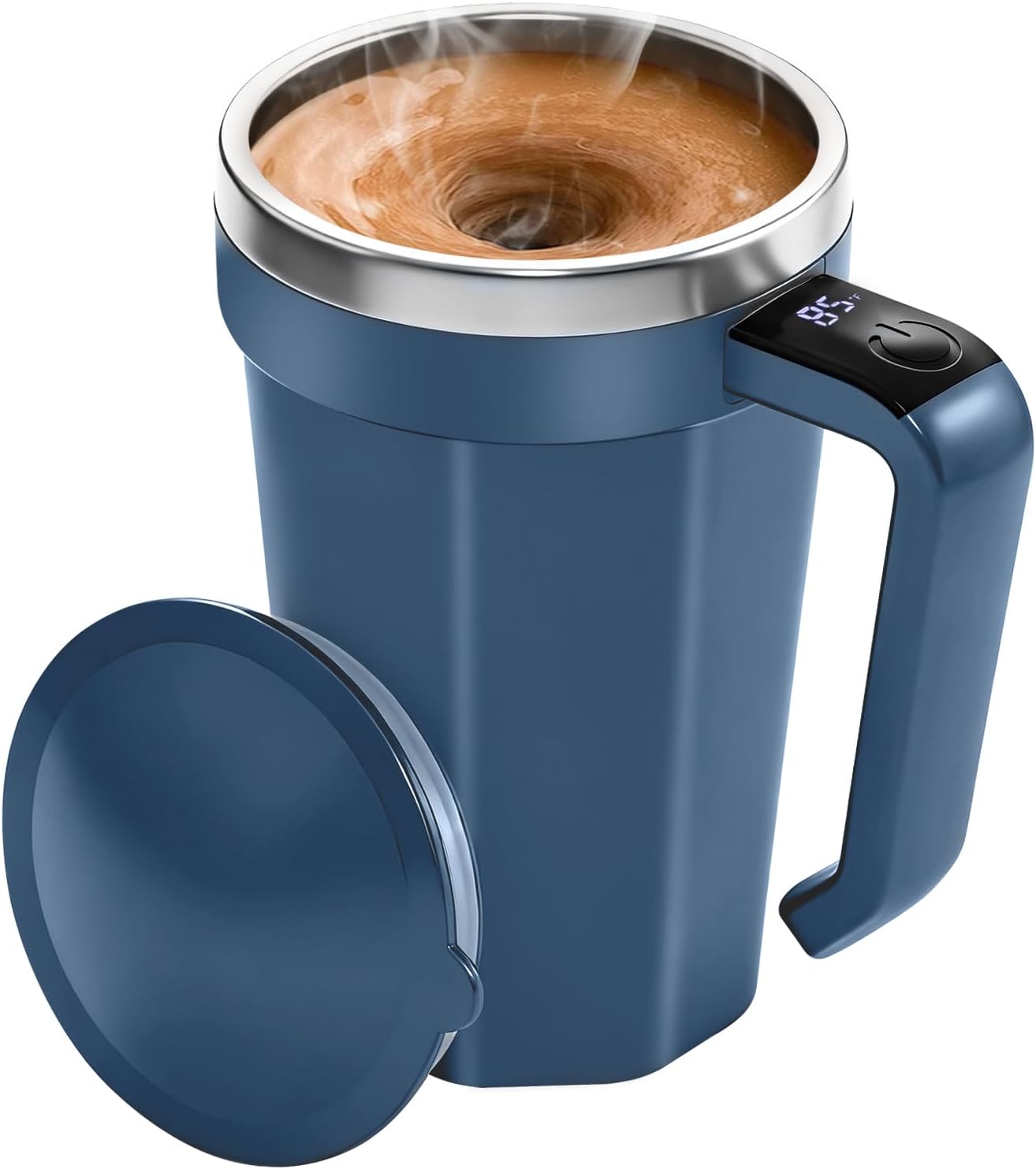 18 oz Self Stirring Coffee Mug with Temperature Display, Rechargeable Self Stirring Mug with Lid, Automatic Self