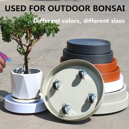 12.4inch 2Pack (12.4inch) Plant Caddy with Hidden Wheels White Round Rolling Plant Stands ,Mobile Tray Trolley