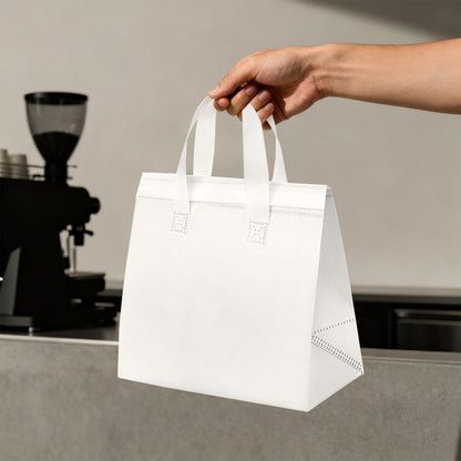 SAMORADREA 120 Pcs Insulated Take Out Bags Bulk in Thermal Insulation Lunch Bag for Hot Cold Food Coffee Milk Tea BBQ or Wedding Birthday Catering Restaurant Grocery Picnic Donation Gift Bag