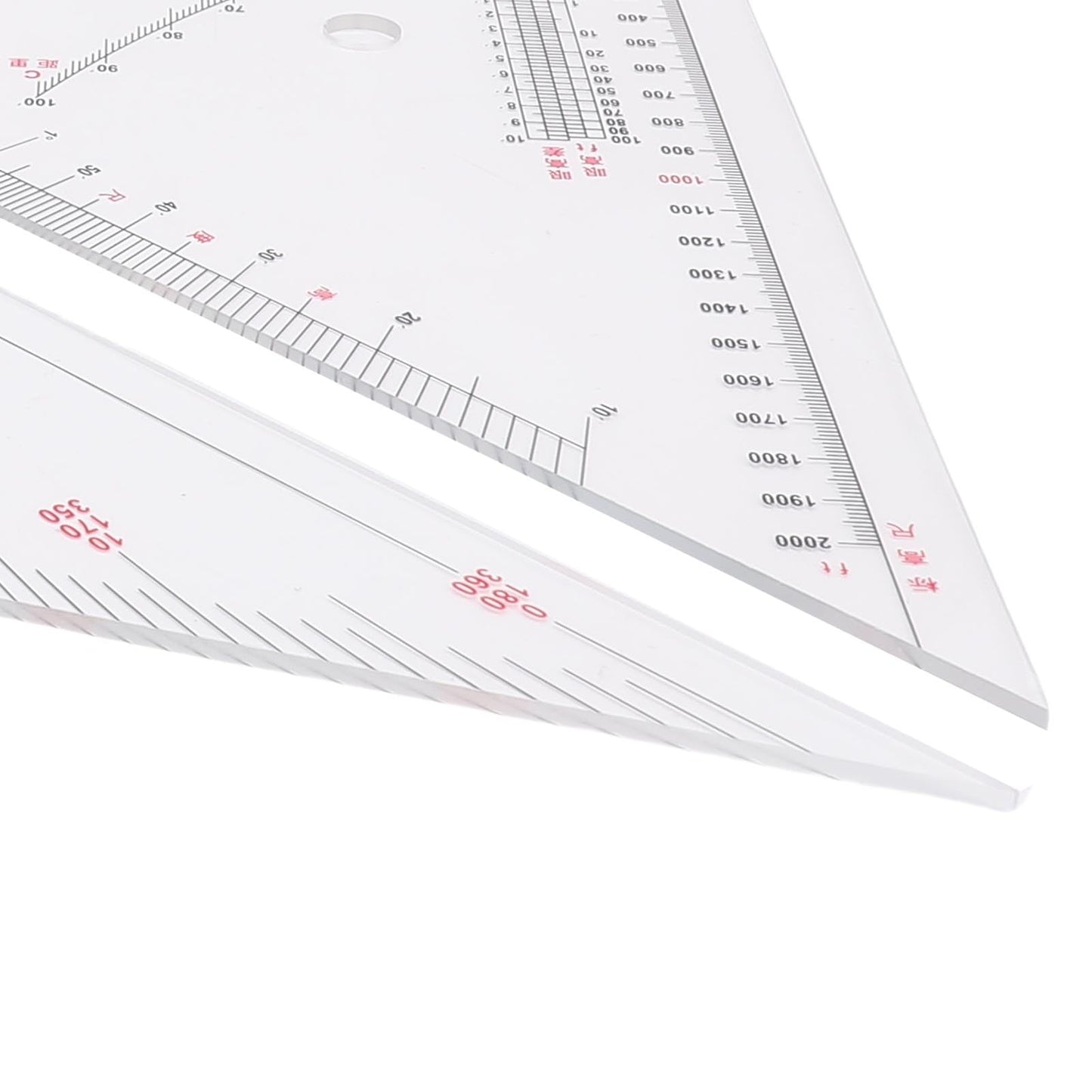 Klanata Large 405mm Marine Navigation Triangle Ruler & Protractor Set, Crystal Clear Acrylic Chart Plotting Tools for Boats and Yachts, Professional Nautical Drafting Tool (15.9in)