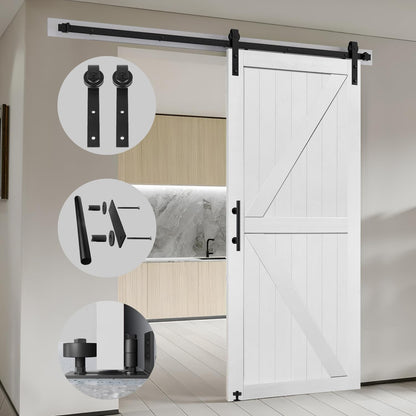 S&Z TOPHAND® 54in x 96in MDF Barn Door with 10FT Sliding Door Hardware Kit,Solid Barn Door Slab Covered with Water-Proof PVC Surface