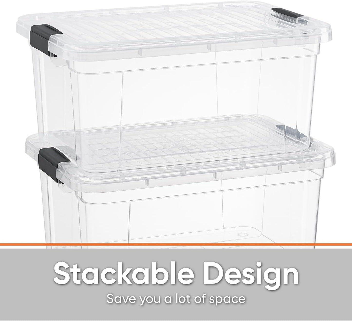 Superio Clear Plastic Storage Bin with Lid, 11 Qt, Non-Toxic, BPA Free, Stackable Plastic Tote